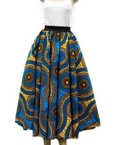 DW56 - Maxi Skirt African clothing Full Circular Tess World Designs Long Skirts -Measurement in Description - Tess World Designs African Fashion Women, Long Skirts, Blue And Brown, African Design, African Clothing, Long Skirt, African Fashion, Fashion Women, Clothing Items