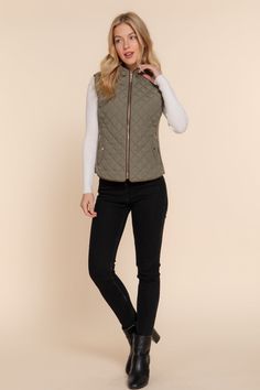 Get ready to conquer the cooler months in style with our Diamond Quilted Vest. Featuring suede piping details, ribbed sleeves, and comfy quilted padding, this vest is perfect for all your winter and fall activities. It's a must-have essential for any outdoor adventure and will keep you on-trend while staying warm. Don't miss out on this bestseller! Check out what other colors we have available! L Design, Rock Outfit, Fall Activities, Activewear Sets, Quilted Vest, Cooler Weather, Fleece Joggers, Skirt Leggings, Jean Leggings