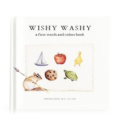 a book with an illustration of animals and fruits on the cover, which reads wishy wash