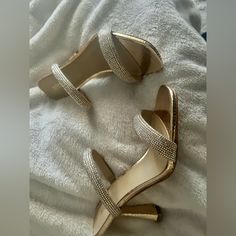 Never Worn And Brand New. I Do Not Have The Box Though. Bought Them Almost A Year Ago Now And Just Have Not Worn Them. Very Comfy And Pretty. A Gold Color But Kind Of Champagne-Y Looking With A Bit Of Silver Detail Because Of The Diamonds. Great New Years Shoe. (: Gold Sparkling Block Heels, Sparkling Gold Block Heels, Glamorous Shiny Heels For Formal Occasions, Michael Kors Gold High Heel, Michael Kors Chic Gold Heels, Michael Kors Gold Formal Heels, Chic Michael Kors Gold Heels, Chic Gold Michael Kors Heels, Michael Kors Gold Heels For Formal Occasions