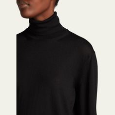 THE ROW "Lambeth" heathered top Turtleneck Long sleeves Relaxed silhouette Pullover style Cashmere Made in Italy Cashmere Turtleneck, Pleated Midi Skirt, Bergdorf Goodman, Turtleneck Sweater, Pullover Styling, The Row, Midi Skirt, Tops Designs, Cashmere