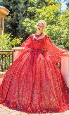 Red long a-line quinceanera ball gown with sheer long sleeves and sweetheart neckline. Quince Dress, Quinceanera Dress, Prom Girl, Dancing Queen, Quinceanera Dresses, Quince, Quinceanera, Long A Line, Ball Gown