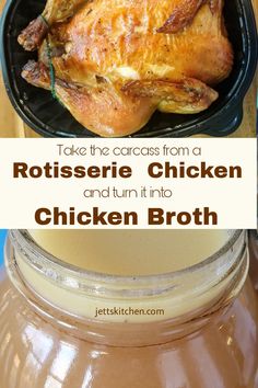 Recipe for making chicken Broth from a rotisserie chicken carcaas. Rotisserie Chicken Broth, Homemade Rotisserie Chicken, Recipes Rotisserie Chicken, Rotisserie Chicken Soup, Homemade Chicken Broth, Recipes Using Rotisserie Chicken, Costco Chicken