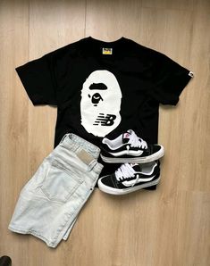 Back To School Outfits Boys, Jorts Outfit Idea Men, School Outfits Boys, Bape Outfits, Color Combos Outfit, Hype Clothing, Dope Outfits For Guys, Stylish Summer Outfits