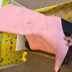 Never Worn, Pink Cowgirl Boots. They Go To Mid-Shin, I’m 5’4” For Reference. Baby Pink - The Color Just Doesn’t Translate As Good In Photos. Synthetic Knee-high Boots For Spring, Knee-high Synthetic Boots For Spring, Spring Wide Calf Synthetic Heeled Boots, Wide Calf Synthetic Heeled Boots For Spring, Cute High Heel Spring Boots, Cute High Heel Boots For Spring, Spring Cute High Heel Boots, Trendy Closed Toe Mid-calf Boots For Spring, Casual Pink Heeled Boots For Spring