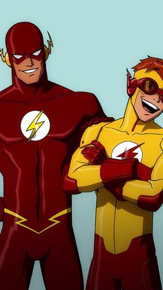 the flash and reverse are standing next to each other