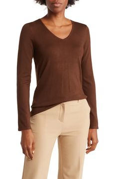 T Tahari V-Neck Knit Sweater | Nordstromrack Fitted Soft Knit V-neck Sweater For Fall, Fitted Knit V-neck Sweater For Fall, Elegant Soft Knit V-neck Sweater For Fall, Fitted V-neck Sweater For Fall, Fitted V-neck Knit Top, Elegant Long Sleeve Fine Knit V-neck Sweater, Elegant Stretch V-neck Sweater For Winter, Elegant Solid V-neck Sweater For Spring, Elegant Stretch Soft Knit Top