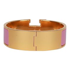 This Clic Clac H bracelet in Rose Nacarat enamel with gold plated hardware in size GM. Origin: France Condition: ; Mint - the hardware contains light scratching visible upon close inspection Accompanied by: N/A Measurements: Diameter: 2.25"; Circumference: 7.5"; Width: .5" H Bracelet, Gold Ounce, Enamel Bracelet, Brunei, Gold Hardware, Luxury Bags, Bags Designer, Fendi, Gold Plate