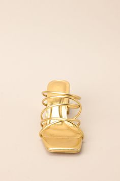 Elevate your shoe game with the Time To Move On Gold Heels. These bold beauties add a touch of shine to any outfit. Indulge in the comfort and style of these heels, perfect for any occasion. It's time to move on to a new level of fashion! These heels feature a rounded toe, a slip-on design crisscross straps across the top of the foot, and a short, thick heel. Heel measures 2.5" tall and 1.5" thick All Man Made Materials Non-skid sole Imported Sleek Gold Heels With Padded Heel, Gold High Block Heels With Sculpted Heel, Trendy Gold Block Heel Shoes, Modern Gold Heels With Wrapped Heel, Sleek Gold Heels With Wrapped Heel, Gold Synthetic High Heel Block Heels, Modern Gold Block Heel Shoes, Gold Synthetic Block Heel Shoes, Trendy Gold Heels With Padded Heel