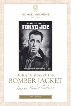 Humphrey Bogart in Tokyo Joe wearing an iconic leather bomber jacket black and white film Lafayette New York, American Jacket, Winter Menswear, Army Aviation, Clothing Board, Humphrey Bogart, Hollywood Fashion, Flight Jacket, Jacket Design