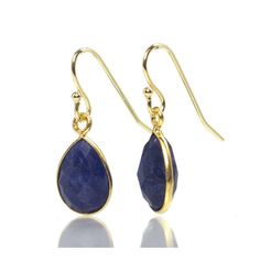 Lapis Lazuli Earrings with Gold Plated French Ear Wires Approx. 1" drop from ear Lapis has been used for more than 6000 years for fine jewelry and ornamental objects. Its name is from "lapis" the Latin word for stone, and "azul," the word commonly meaning blue. Lapis Lazuli is made up of 25 to 40 percent lazurite, plus several minerals (Sodalite, Hauyne, Calcite, and Pyrite) that influence color and its distribution. Lapis Lazuli is considered a semi-precious stone and is found throughout the Mi Adjustable Teardrop Spiritual Earrings, Traditional Teardrop Earrings As A Gift, Traditional Teardrop Earrings For Gift, Spiritual Teardrop Earrings With Ear Wire, Sapphire Single Earring For Gift, Sapphire Single Earring As Gift, Spiritual Brass Teardrop Earrings, Brass Teardrop Earrings As Gift, Sapphire Teardrop Gemstone Earrings