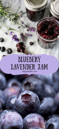 blueberry lavender jam in jars and fresh berries