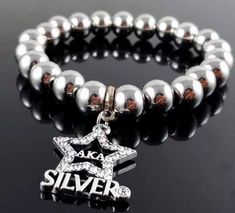 Silver Star bracelet Silver Star Bracelet, Star Bangle, Greek Sorority, Star Bracelet, Bead Charm Bracelet, Bracelet Argent, Metal Bracelets, Star Charms, Bead Strand