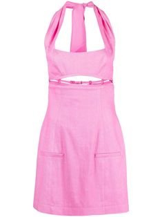 Halterneck Mini Dress, Mini Dress Pink, Feature Light, Pink Mini Dresses, Dress Pink, Welt Pockets, Welt Pocket, Square Neck, Light Pink