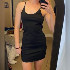 The Material Of This Shein Dress Is Slightly Stretchy And It Is In Brand New Condition. The Dress Is A Bit Too Big For The Model, But It Would Normally Be A Tight-Fit Dress. The Model’s Height Is 5’7” And Her Bra Size Is 34c. Dresses Short Black, Short Black Dress, Tight Fitted Dresses, Blue Sleeveless Dress, Shein Dress, Bow Detail Dress, Black Short Dress, Sleeveless Hoodie, Shein Dresses