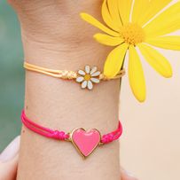 MantraBand Daisy Thread Bracelet in Yellow Adjustable Pink Band Bracelet, Pink Band Jewelry Gift, Pink Band Jewelry For Gifts, Mantra Bands, Thread Bracelet, Thread Bracelets, Positive Lifestyle, Gold Dipped, Help Kids