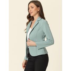 The curved hem and a fitted waist, make this formal blazer different from other blazers and add a stylish twist. Keep your work-wear wardrobe up-to-date by adding this pretty blazer. Pair it with a range of blouses and jeans, a pencil skirt, or cigarette pants, and show off your charming effortless OL style. This blazer suit jacket features a single-breasted design, a fitted waist, and regular hip-length, which make it comfortable for all-day wear. The lapel collar neckline and straight-cut cuff Tailored Solid Color Office Lady Blazer, Tailored Solid Blazer For Office, Tailored Solid Color Blazer For Office, Single Button Office Lady Blazer, Tailored Blazer For Semi-formal Office Wear, Tailored Semi-formal Office Blazer, Semi-formal Solid Color Office Lady Blazer, Solid Semi-formal Blazer For Office, Formal Office Lady Blazer With Button Closure