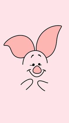 a pink bunny face with ears and eyes on it's head, in the middle of