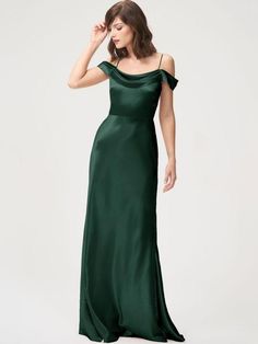 Black Evening Dress Sheath Bateau Neck Satin Fabric Floor-Length Pleated Floor-Length Formal Dinner Dresses Green Evening Dress With Straight Neckline, Elegant Green Off-shoulder Maxi Dress, Elegant Green Dress With Straight Neckline, Green Satin Dress With Straight Neckline, Maxi Dress With Straight Neckline For Banquet, Green Sheath Maxi Dress For Formal Occasions, Green Floor-length Bias Cut Evening Dress, Green Satin Full-length Dress, Green Satin Full Length Dress