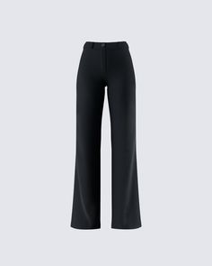 Own the boardroom in these black trousers 🖤 Made from stretch suiting fabric, complete with a high rise fit and a relaxed flared leg - these pants will make it clear that you are the one that runs things 💅 Black High-waisted Elastane Dress Pants, Black Elastane Dress Pants For Office, Black Wide-leg Dress Pants For Office, Tailored Black Wide Leg Pants For Business Casual, Elegant Black Wide Leg Pants For Office, Classic Flare Wide Leg Work Pants, Black Wide-leg Office Dress Pants, Modern Flared Workwear Pants, Classic Flare Wide Leg Pants For Work