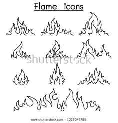 flame icons set on white background