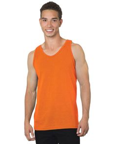 Men's 6.1 oz., 100% Cotton Tank Top - BRIGHT ORANGE - L | Bayside Men's 6.1 oz. Cotton Tank Top in Bright Orange Size Large Orange Tank Top, New Years Sales, Cotton Tank Top, Soft Shell Jacket, Sleeveless Shirt, Athletic Wear, Wholesale Clothing, Bright Orange, Custom Clothes