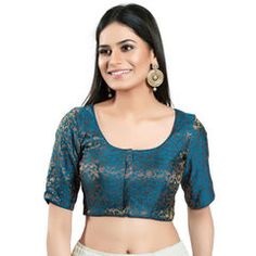 Blue color Blouse in Brocade fabric with Weaving work Elegant Blue Tops For Festivals, Formal Blue Blouse With Zari Work, Formal Blue Blouse Piece With Pallu, Elegant Blue Tops With Zari Work, Blue Unstitched Blouse Piece For Formal Occasions, Formal Blue Unstitched Blouse Piece, Elegant Blue Blouse With Zari Work, Blue Blouse Piece For Formal Occasions, Brocade Padded Blouse For Party