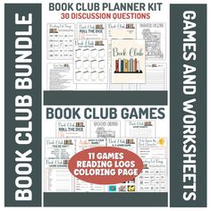 book club games and worksheets for children to use in the classroom or at home