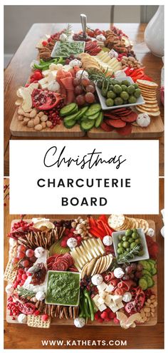 christmas charcuterie board with different types of food