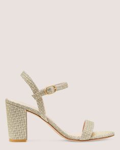 Dancer 75 Block Sandal | Stuart Weitzman Gold Heels With Heel Loop And Medium Width, Glamorous Block Heels With Ankle Strap, Double Strap Sandals, It Is Finished, Block Sandals, The Dancer, Shoe Obsession, Block Heels Sandal, Strap Sandals