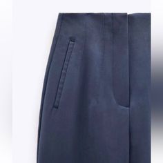 Zara Dusty Blue High Waist Trouser Nwot Never Worn / Straight Leg Gorgeous Soft Blue Colour Waist ~12in Hips ~ 15 Rise ~ 12in Inseam ~ 26in Chic Navy Bottoms For Office, Navy Casual Office Bottoms, Casual Blue Pants For Office, Chic Navy Pants For Office, Casual Blue Pants For The Office, Chic Navy Straight Pants, Elegant Blue Pants With Pockets, Elegant Blue Pants, Blue Office Bottoms With Pockets