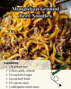 the recipe for this beef noodle dish is shown