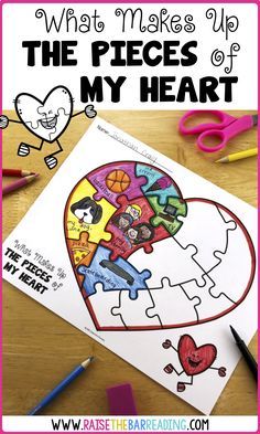 the pieces of my heart puzzle is shown with scissors and pencils