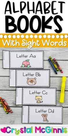 the alphabet book with sight words and crayons for kids to practice letter recognition