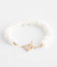 "BKE Puka Shell Bracelet - White , Women's White Length measures 8". Apparel & Accessories" Elegant Adjustable Stretch Bracelet For Beach, Elegant Adjustable Charm Bracelet For Beach, White Adjustable Chain Bangle Bracelet, Adjustable White Chain Bangle Bracelet, Coastal Bracelet, Puka Shell Bracelet, Beachy Bracelets, Christmas Gift List, Puka Shell