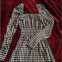 Size Xs But Could Fit A S ! Dress That Can Be Worn Off The Shoulder Or On ! Never Worn , Has No Stains Lose Threads Or Tears ! Checkered Dress, Walker Boots, Rain And Snow Boots, Fit N Flare Dress, Fit & Flare, Dresses Xs, Trending Accessories, Jean Coat, Flare Dress