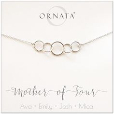 Mother's Day Jewelry - Mother of Four Sterling Silver Necklace - Personalized Sterling Silver Dragonfly Necklace, Silver Dragonfly Necklace, Mother Of Four, Mother Child, Silver Necklaces Women, Dragonfly Necklace, Family Necklace, Diamond Solitaire Necklace, Family Jewellery