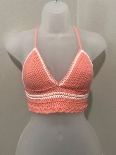 -Hand crocheted crop top perfect for summer months, festivals, the beach, etc. -Made with I Love This Cotton Yarn -Adjustable corset style back  -Top will automatically come with the white color stripes unless you specify a different color or want it one solid color -For longevity, hand wash with cold water and white vinegar to help prevent the color from fading quickly. *color will fade over time* Bohemian Stretch Crop Top With Triangle Shape, Bohemian Stretch Triangle Crop Top, Stretch Crochet Top For Summer, Stretch Crop Top For Beach In Summer, Stretch Crop Top For Summer Beach, Summer Cropped Crop Top For Beach Party, Summer Cropped Top For Beach Party, Beachwear Cropped Crop Top For Beach Season, Stretch Cropped Top For Beach