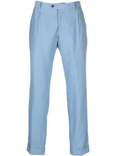 powder blue pressed crease straight leg belt loops front button and zip fastening two side slash pockets two rear button-fastening jetted pockets turn-up hem Light Blue Trousers, Leg Belt, Leg Press, Blue Trousers, Tailored Suits, Tailored Pants, Straight Leg Trousers, Turn Up, Tailored Trousers