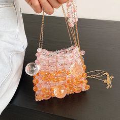 TAVIMART - Coin Purse Luxury Crystal Beads Bag For Women Mini Crossbody Bags Fashion Ladies Lipstick Pouch Bead Transparent Bagg Size (Width)12cm * (Height)11cm * (Thickness)4cm Note: 1 Inch=2.54 CM; 1 CM=0.39 Inch, Due to different batches, bag's liner may be different. Fashion designer and good Lipstick Pouch, Beads Bag, Beaded Crossbody Bag, Hand Beaded Bag, Purse Luxury, Pink China, Bags Fashion, Mini Crossbody Bag, Beaded Bags