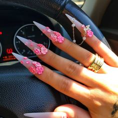 Hot Pink Flower Nails, Gal Nails, Cc Nails, Pink Flower Nails, Bella Nails, Finger Art, 2024 Nails, Edge Nails, Nail Time