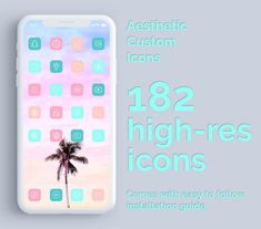 an iphone with the text, 103 high - res icons comes with easy to follow installation guide