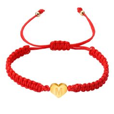 PRICES MAY VARY. This initial heart rope bracelet is simple and classic style. Wearing this red rope bracelet will bring you protection and good luck. it will fit you with any wearing and in any occasions. Size: 4” to 11”, fit for most people.18K real gold plated, more durable and sturdy Korean wax rope not easy to break, all materials are hypoallergenic, nickel free, lead free, AZO free. It is an excellent gift choice for women with sensitive skin To avoid tarnish, limit exposure to water, perf Gold Heart-shaped Friendship Bracelets For Valentine's Day, Valentine's Day Friendship Bracelets With Heart Beads, Heart-shaped Friendship Bracelets With Sliding Knot For Valentine's Day, Valentine's Day Heart Friendship Bracelets With Adjustable Cord, Valentine's Day Adjustable Cord Heart Bracelet For Friendship, Casual Heart-shaped Friendship Bracelets For Valentine's Day, Valentine's Day Jewelry With Adjustable Cord As Gift, Valentine's Day Heart Bracelet With Adjustable Cord, Valentine's Day Adjustable Cord Heart Bracelet