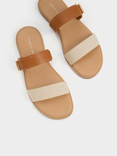 Beige Double Strap Footbed Sandals For Summer, Beige Footbed Sandals With Adjustable Strap For Summer, Beige Adjustable Strap Footbed Sandals For Summer, Summer Beige Slides With Textured Footbed, Summer Slides With Textured Footbed In Beige, Beige Footbed Sandals With Adjustable Strap, Summer Beige Sandals With Adjustable Strap, Beige Double Strap Sandals For Summer, Beige Double Strap Casual Footbed Sandals