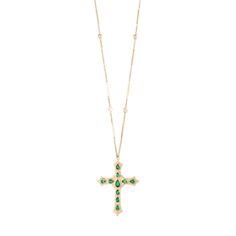 Details 14k gold large emerald teardrop gothic cross 4 diamond smooth bar necklace Available in 14k yellow, rose and white gold Handmade in USA Necklace length is 20" + 2" extension Yellow Gold Cross Pendant Necklace With Gemstone, Fine Jewelry Cross Clavicle Chain, Elegant Green Cross Necklace, Fine Jewelry Gemstone Cross Pendant Necklace, Fine Jewelry Cross Pendant Necklace With Gemstone, Fine Jewelry Cross Shaped Gemstone, Luxury Gemstone Cross Jewelry, Luxury Cross Gemstone Jewelry, Elegant Green Cross Pendant Necklace