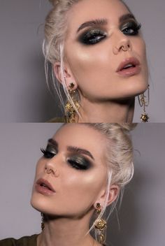 Scott Barnes Makeup Looks, Leather Jacket Makeup Look, Rebellious Makeup Look, Dark Bold Makeup, Heavy Metal Eye Makeup, Smokey Eye Rhinestone Makeup, Rock Makeup Looks Smokey Eye, Rocker Glam Makeup, Female Rockstar Makeup