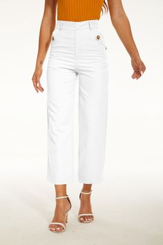 Stretch Twill Cropped Wide Leg Pant Comfort Stretch Solid Straight Pants, Solid Stretch Ankle-length Bottoms, Solid Stretch Ankle-length Pants, Spring Ankle-length Dress Pants With 4-way Stretch, Spring 4-way Stretch Ankle-length Pants, Stretch Straight Leg Pants In Solid Color, Mid-rise Solid Color Pants For Spring, Elegant Mid-rise Cotton Bottoms, Elegant Solid Color Cotton Pants