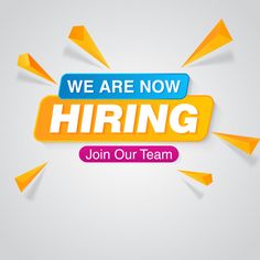 we are now hiring join our team sign with paper cut out and arrows around it