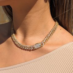 Gold Diamond Cuban Link Necklace Cuban Diamond Necklace, Women Cuban Link Necklace, Jayda Wayda Jewelry, Cuban Necklace Women, Cuban Link Chain Women, Gold Diamond Chain, Cuban Women, Jewellery Diamonds, Chunky Gold Necklaces