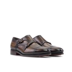 Kiyanoz Patina Double Monk - Premium Men Dress Shoes from Que Shebley - Shop now at Que Shebley Brown City, Classic Elegant Style, Monk Shoes, Custom Made Shoes, Traditional English, Hand Painted Leather, English Style, Painting Leather, Hot Shoes